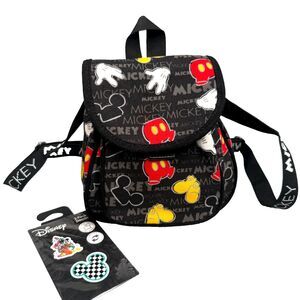 Disney Mickey Mouse Mini Backpack 8" Black Vintage Drawstring NEW w/out Tags